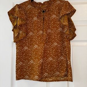 Women's Ruffle Sleeve Top - Brown